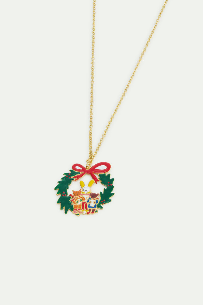 N2 Wreath and Christmas Carols Pendant Necklace