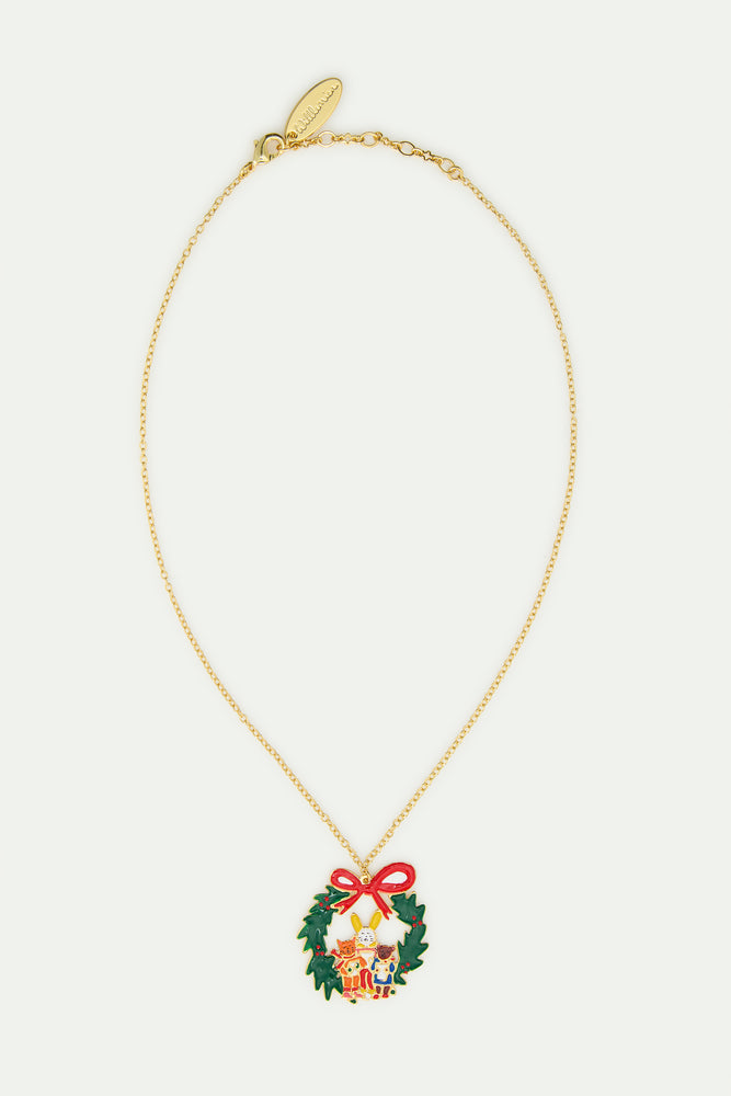 N2 Wreath and Christmas Carols Pendant Necklace