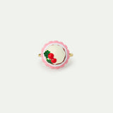 N2 Adjustable Ring with Pudding and Red Faceted Crystal Bead