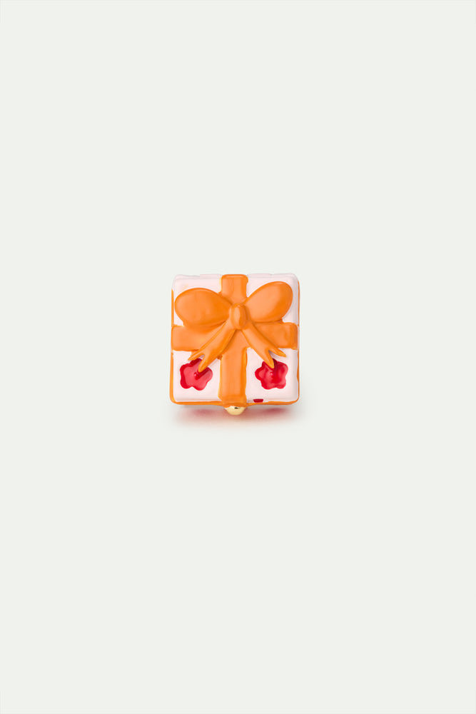 N2 Adjustable ring with Pink Gift Box, Red Flower and Orange Bow