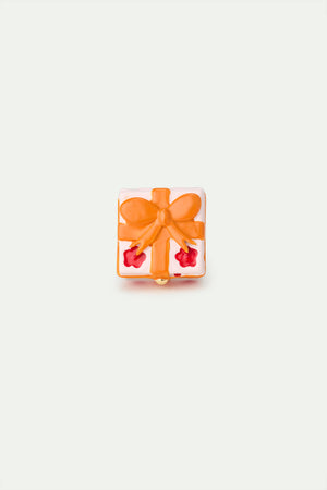 N2 Adjustable ring with Pink Gift Box, Red Flower and Orange Bow