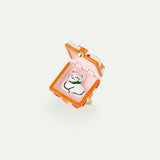 N2 Adjustable ring with Pink Gift Box, Red Flower and Orange Bow