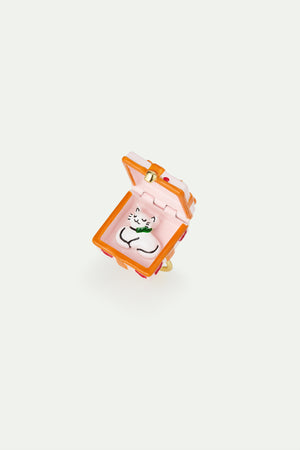 N2 Adjustable ring with Pink Gift Box, Red Flower and Orange Bow