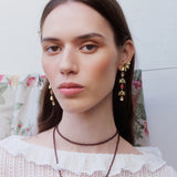 Gold Bee and Pink Stone Post Earrings