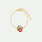 Blue Tit and Round Red Stone Fine Bracelet