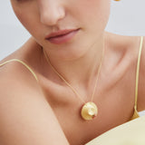 Pendant Necklace with Gold Hat, Cosmos, Bee, Raspberry and Pink Crystal