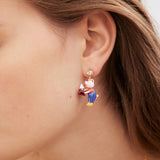 Asymmetrical Little Pigs Clip Earrings, Faceted Crystal