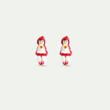 Little Red Riding Hood Post Earrings, Imitation Pearl