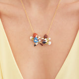 Statement necklace with Goldilocks, Bear, flowers and pearls