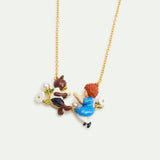 Statement necklace with Goldilocks, Bear, flowers and pearls