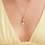 Little Red Riding Hood pendant necklace and imitation pearl