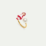 Little Red Riding Hood and imitation pearl adjustable ring
