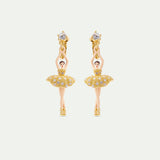 Ballerina Clip-On Earrings with Gold Beads and Crystals