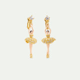 Ballerina Clip-On Earrings with Gold Beads and Crystals
