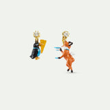 ‘The Fox and The Crow’ Asymmetrical Clip On Earrings, Faceted Crystal