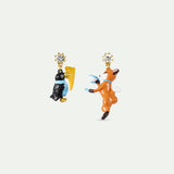 ‘The Fox and The Crow’ Asymmetrical Post Earrings, Faceted Crystal