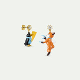 ‘The Fox and The Crow’ Asymmetrical Post Earrings, Faceted Crystal