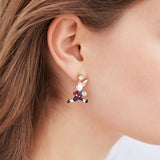 ‘The Tortoise and The Hare’ Asymmetrical Post Earrings, Faceted Crystal
