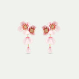 Dangle Post Earrings with Pink Cherry Blossom