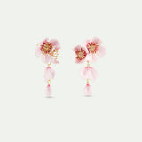 Dangle Post Earrings with Pink Cherry Blossom