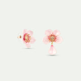 Asymmetrical Pink Cherry Blossom Post Earrings