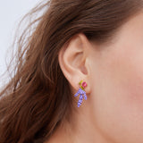 Lavender and Pink Stone Clip Earrings