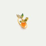 Orange Adjustable Ring with Blue and Green Stones