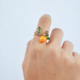 Orange Adjustable Ring with Blue and Green Stones