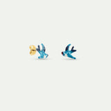 Blue Swallow Post Earrings