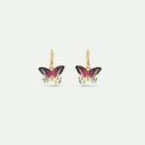 Green and Purple Butterfly Hook Earrings