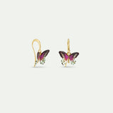 Green and Purple Butterfly Hook Earrings