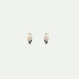 White Long-tailed Tit Post Earrings