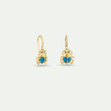 Turquoise and Gold Beetle Hook Earrings