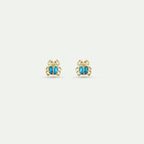 Turquoise and Gold Beetle Post Earrings