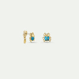 Turquoise and Gold Beetle Post Earrings