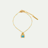 Turquoise and Gold Beetle Fine Bracelet