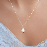 White Long-tailed Tit Pendant Necklace