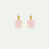 Diamantine Sleeper Earrings with Square Light Pink Stones
