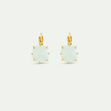 Diamantine Sleeper Earrings with Square Sea Green Stones