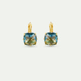 Diamantine Sleeper Earrings with Square Acqua Azzura Stones