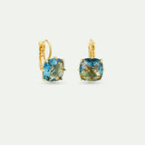 Diamantine Sleeper Earrings with Square Acqua Azzura Stones