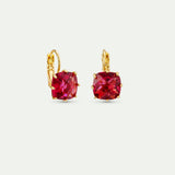 Diamantine Sleeper Earrings with Square Rosa Centifolia Stones