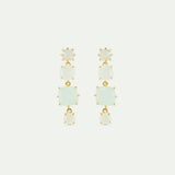 Diamantine Post Earrings with 4 Sea Green Stones