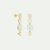 Diamantine Post Earrings with 4 Sea Green Stones