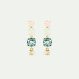 Diamantine Post Earrings with 4 Acqua Azzura Stones