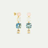 Diamantine Post Earrings with 4 Acqua Azzura Stones