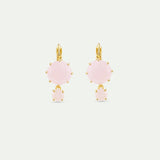 Diamantine Sleeper Earrings with Round Light Pink Stones