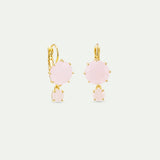 Diamantine Sleeper Earrings with Round Light Pink Stones