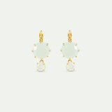Diamantine Sleeper Earrings with Round Sea Green Stones