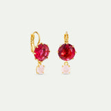 Diamantine Sleeper Earrings with Round Rosa Centifolia Stones